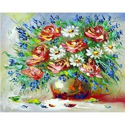 "Bouquet with roses" impressionism oil #1652509