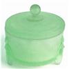 Image 1 : FLAPPERS Green Satin Glass Art Deco Powder Jar #1652638