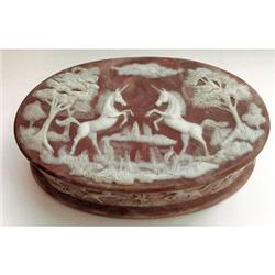 Incolay Stone Prancing Unicorns Jewelry Box #1652658