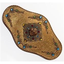 APOLLO Glass Jeweled Brass Make-Up Compact #1652746