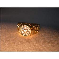 Estate 14K YG Gold Diamond Unisex Mercedes Ring#1652962