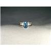 Estate 14K WG Blue Topaz Baugette Diamond Ring #1652972