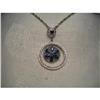 Estate 14K WG Sapphire Diamond Drop Pendant #1652977
