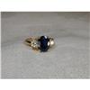 Estate 14K Gold Diamond Sapphire Tri-Stone Ring#1652983