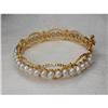 Estate 24K 22K Gold Seed Pearl Bangle Bracelet #1652986