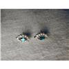 Estate 14K WG Marquise Emerald Diamond Earrings#1652992