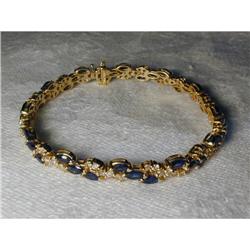 Estate 14K YG Gold Diamond Sapphire Bracelet #1652994