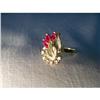 Estate 14K YG Ruby Diamond Filigree Flower Ring#1652997