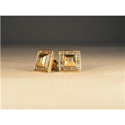 14K YG Gold Princess Diamond Invisible Earrings#1653020