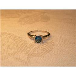 Antique 14K WG Diamond London Blue Topaz Ring #1653049