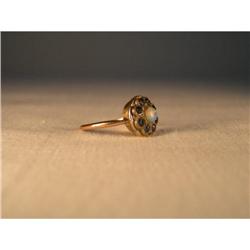 Antique 14K Pink Rose Gold Opal Sapphire Ring #1653050