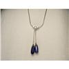 14K WG Briolette Sapphire Diamond Drop Necklace#1653063