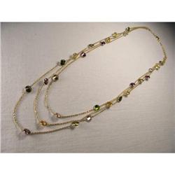 14K Peridot Tourmaline Citrine Triple Necklace #1653070