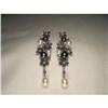 14K Cultured Pearl Diamond Floral Drop Earrings#1653074