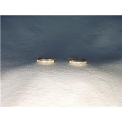 14K 2-Tone Gold Diamond Hoop Huggie Earrings #1653081