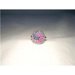 14K WG Gold Multi-Colored Sapphire Diamond Ring#1653083