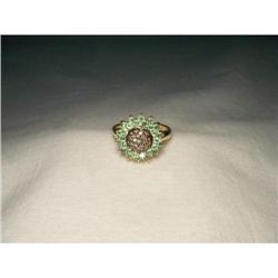 14K Gold Tsavorite Diamond Sunflower Ring #1653085