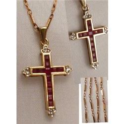 Edwardian 11 RUBY 4 DIAMOND hallmarked Cross #1653113