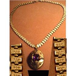 Victorian era AMETHYST LOCKET Bookchain #1653129