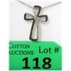 Image 1 : 2 Tone Diamond Cross Design Necklace