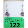 Image 1 : Amethyst & Diamond Sterling Silver Earrings