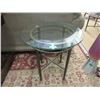 Image 1 : Glass Topped End Table - 24" tall x 24" diameter