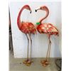 Image 1 : Two 36" Tall Metal Pink Flamingo Garden Art