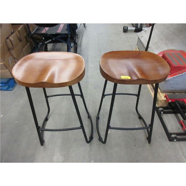 Pair of New 29  Stools with Black Metal Legs