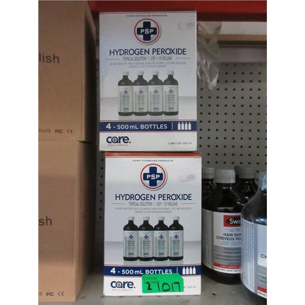 2 Boxes of 4 x 500 ml Bottles of Hydrogen Peroxide