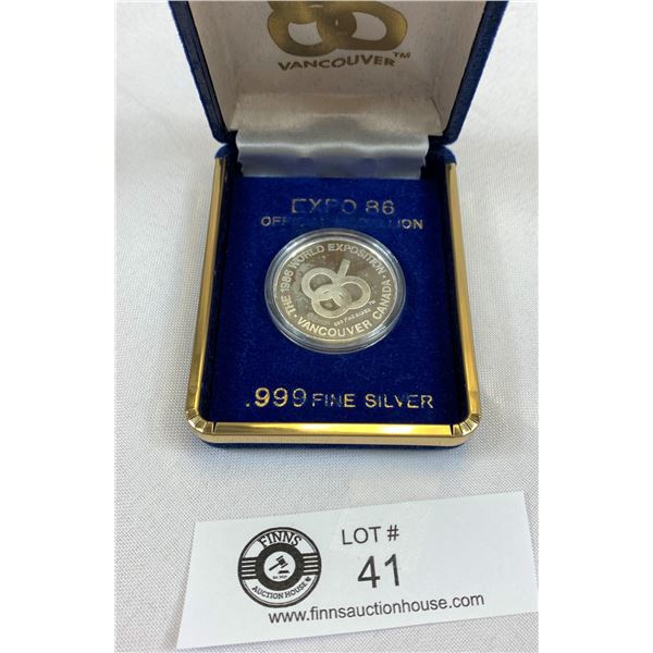 Expo 86 Official Medallion .9999 Silver