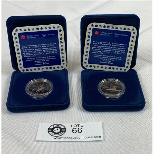 2 1987 Royal Canadian Mint $1 Coins In Original Packages