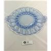 Image 1 : Light Blue Etched Depression Glass Cake Plate