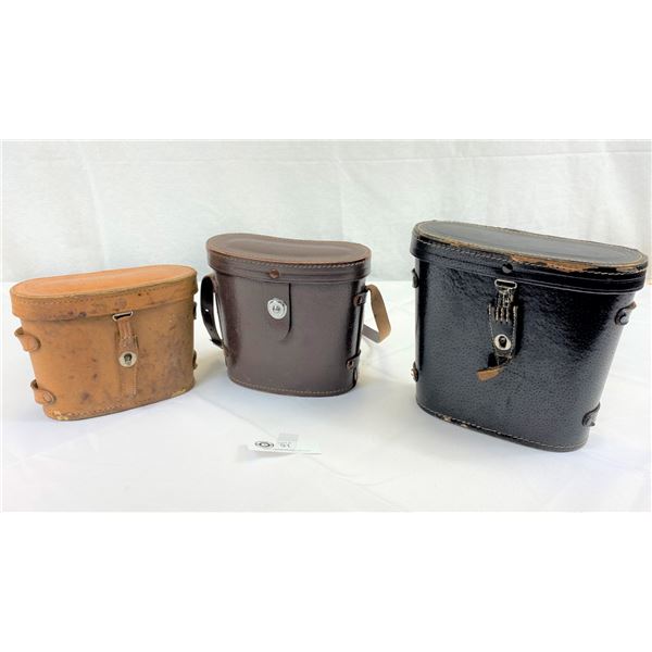 3 Vintage Leather Binocular Cases