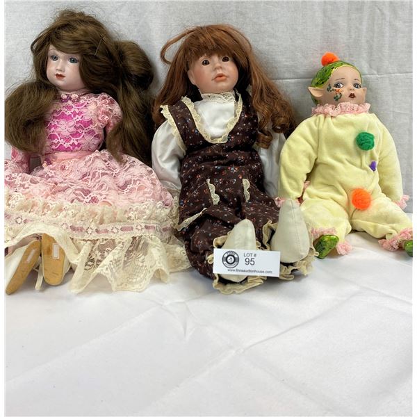 Nice Lot Of 3 Porcelain Dolls