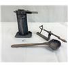 Image 1 : Vintage Lot Of Cast Iron Ladle, Apple Peeler And Antique Car Jack
