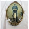 Image 1 : Antique 23"T German Blue Dragoons Officer In Bubble Frame, Hard To Find Photo