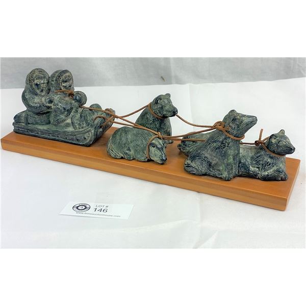 Wolf Original Soapstone Carving Inuit's Dog Sled Team