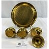 Image 2 : MCM Ottone Barruto A Mano Hammered Brass 8.5' Tray With Espresso Cups And Sugar Made In Italy