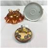 Image 2 : Vintage Footed Carnival Glass Bowl And Hand Painted RS Germany Lidded Dish