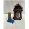 Image 1 : Battery Operated Vintage Jukebox Cassette Player Piggy Bank, Coin Operated, No Cord, Plus Avon Car