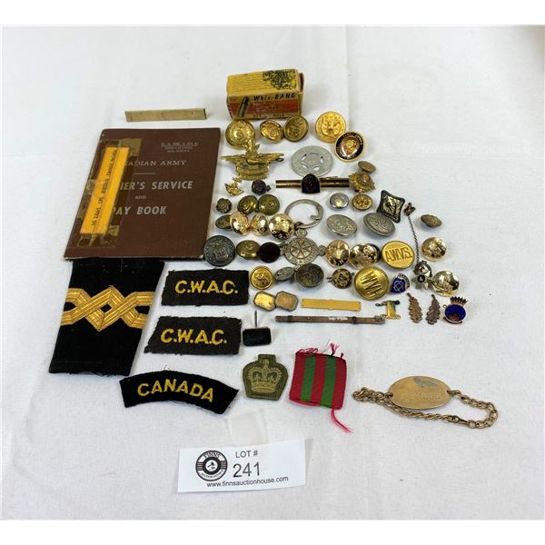 Nice Collectible Military Lot Of Paybooks, Badges, Pins, Buttons, Etc.