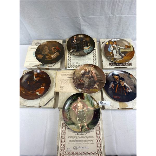 7 Collector Plates In Issued Boxes, 6 Norman Rockwell Heritage Collection And 1 'The King And I'