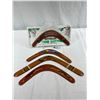 Image 1 : Lot Of 4 Australian Boomerangs With Throwing Instructions, Aboriginal Art Design, Great Entertainmen