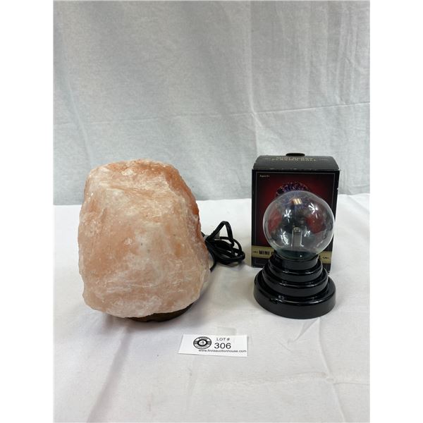 Globe Electric Himalayan Salt Lamp With Wood Base, 7"T And Mini Glass Plasma Ball Interactive Tough,