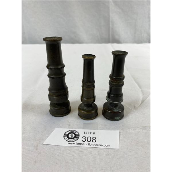 3 Vintage Brass Water Hose Nozzles, All Stamped Made In Italy, One Is Stamped Royal, All In Working 