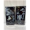 Image 1 : 2 Black Lacquer With Abalone Inlay Wall Plaques, 12"x24"