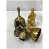 Image 2 : Nice Vintage Lot Of Brass Bells, Small Statue And 3 Dimensional Picture