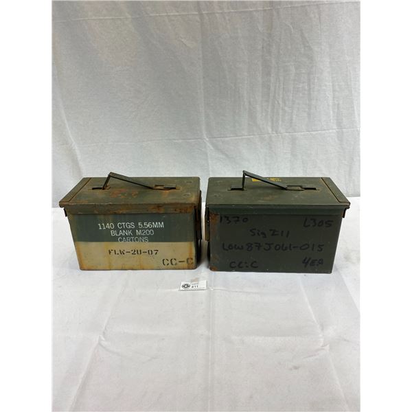 2 Vintage Military Ammo Boxes