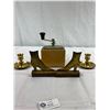 Image 1 : Decorative Brass Lot with Candlesticks, Coffee Grinder etc