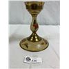 Image 2 : Decorative Brass Lot of Vases And Candlesticks from India, and Box with Inlay
